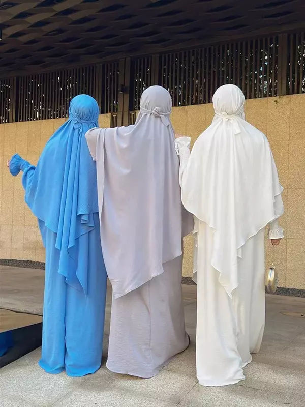 Abaya avec tiens imar pour femmes musulmanes, ensemble 2 pièces, Jilbab, Ramadan Eid Jilbeb, robe longue Hijab, vêtements de prière, tenue islamique de Turquie et de Dubaï