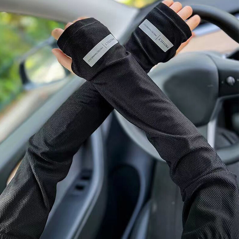 Sarung tangan Anti panas, pelindung lengan tabir surya es lengan bersepeda luar ruangan, sarung tangan mengemudi ringan bernapas