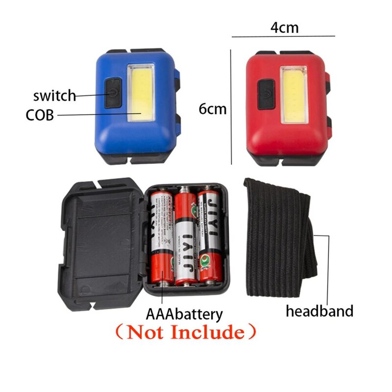 Lampu depan LED COB Mini portabel, 1-10 buah lampu depan dengan 3 mode luar ruangan lampu kepala Mini untuk berkemah, mendaki, memancing, petualangan