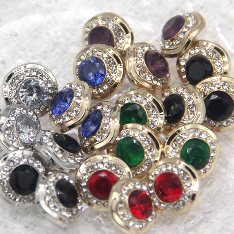 HENGC Kancing Perhiasan Berlian Imitasi Logam Emas Antik untuk Pakaian Kemeja Blus Buatan Tangan Dekorasi Mewah DIY Kerajinan Grosir