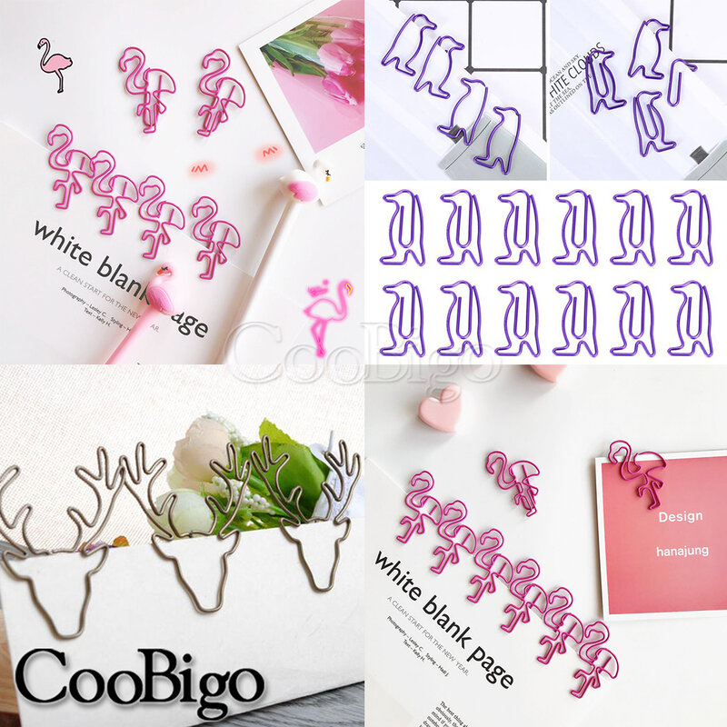10pcs Metal Paper Clips Creative Animal Shape Marking Clip Bookmark Office School Memo Stationery Notebook DIY Supplies