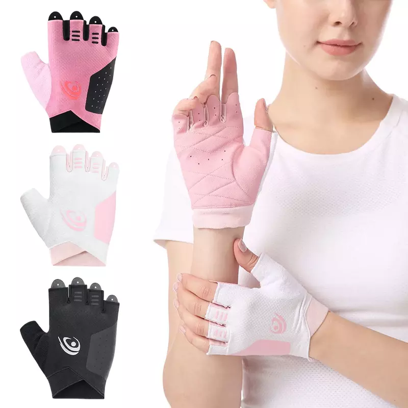 ถุงมือครึ่งนิ้วสำหรับขับขี่, ถุงมือครึ่งนิ้วทำจากฝ่ามือถุงมือฟิตเนสระบายอากาศได้ดีน้ำหนักเบา1คู่