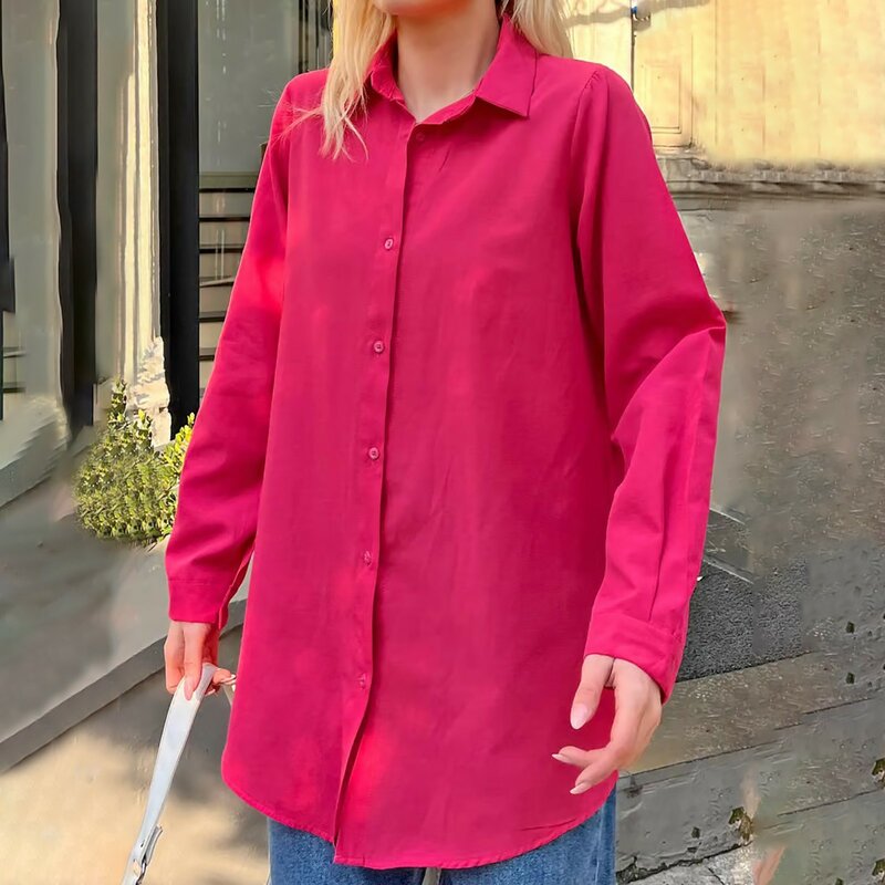 Camicie oversize Vintage in cotone e lino nuove camicette e camicie primaverili estive da donna 2023 bottoni Casual Office Wild Tops