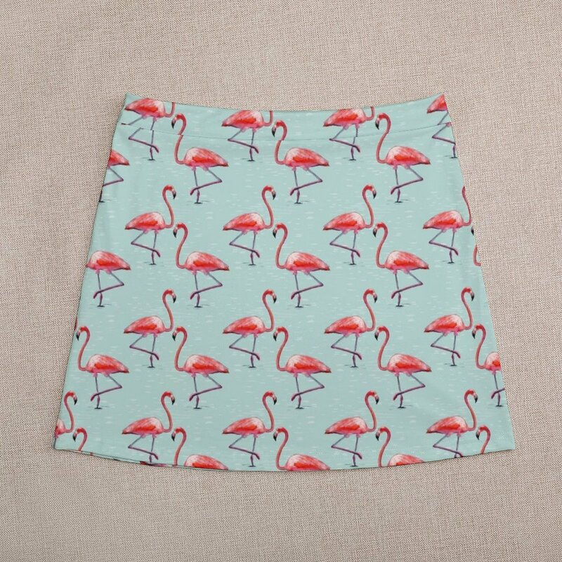 Flamingos in Cool Water Mini Skirt Short skirts 90s aesthetic korean summer clothes