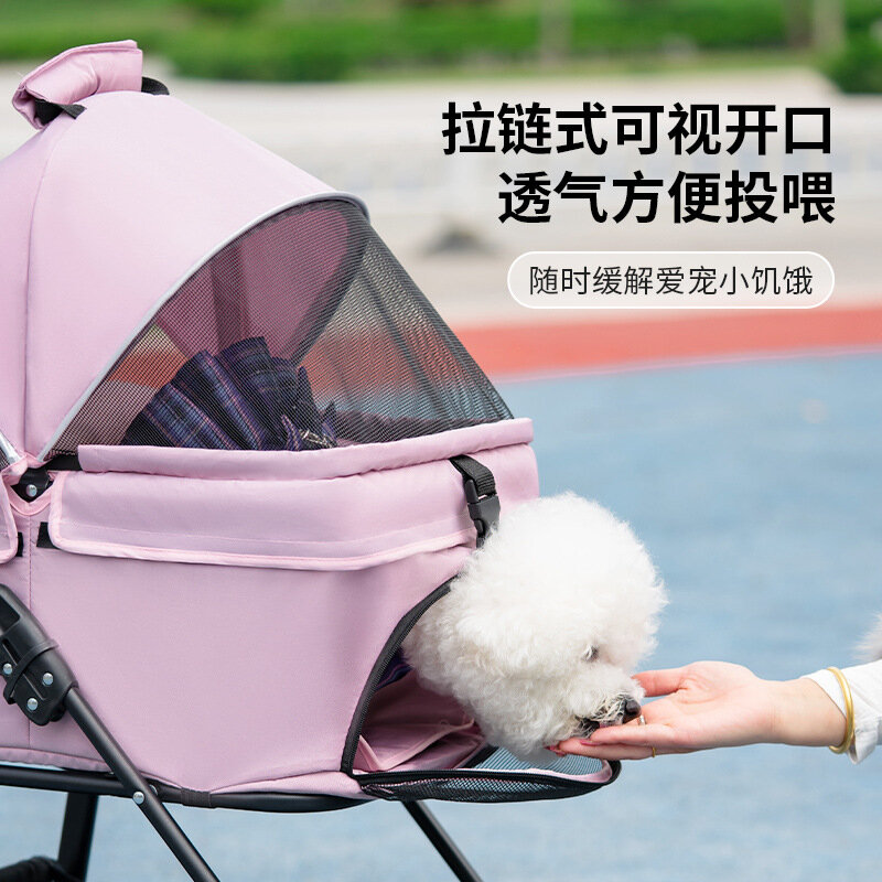 Wózek dla zwierzęcia dla psa odpinany koszyk dla małych psów i kotów 4 koła tylny hamulec przenośny składany wózek podróżny dla szczeniąt
