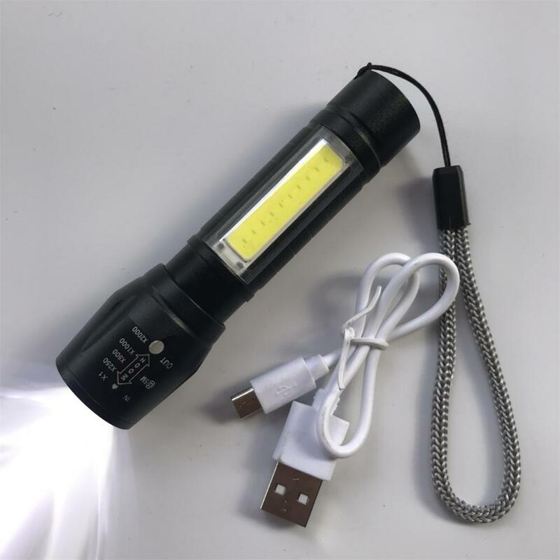 1/2PCS Zoom Mini Led torcia XP-G Q5 Flash Light Lantern portatile ricaricabile Glare COB torcia campeggio all'aperto