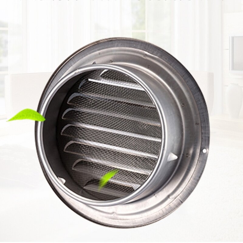 85AC Stainless Steel Air Vent Louvered Grille Cover Vent Hood Flat Ducting Ventilation Air Vent Wall Air Outlet for House