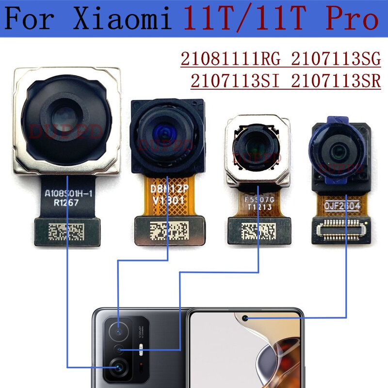 100% ทดสอบกลับโมดูลกล้องหลังใหญ่สำหรับ Xiaomi Mi 11T Pro กล้องหน้าเล็กสายอ่อน Mi11T 108MP