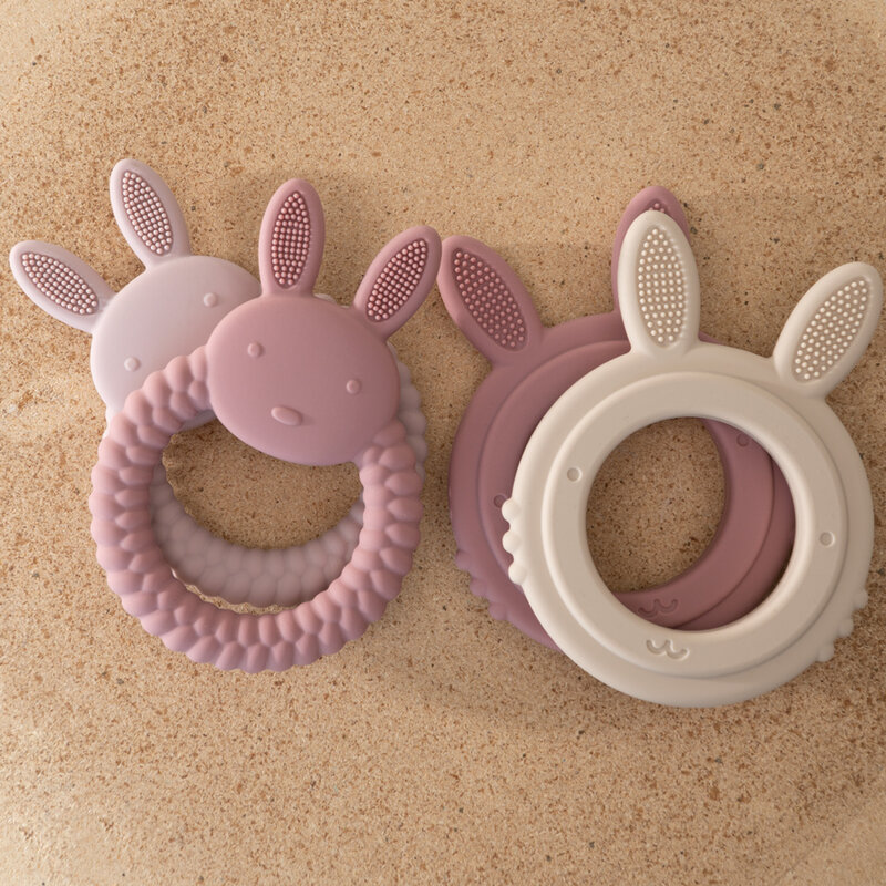 1Pcs Baby Teether ของเล่นซิลิโคน BPA ฟรีการ์ตูนกระต่ายพยาบาล Teething ของขวัญเด็กสุขภาพ Molar Chewing ทารกแรกเกิดอุปกรณ์เสริมของเล่น