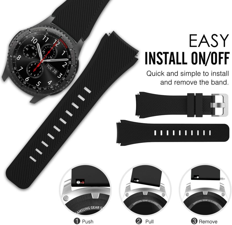 Correa de silicona para Samsung Galaxy Watch, pulsera de 20mm, 22mm, 46mm, 42mm, Gear S3, Sport Frontier Active 2, Huawei GT 2/2e