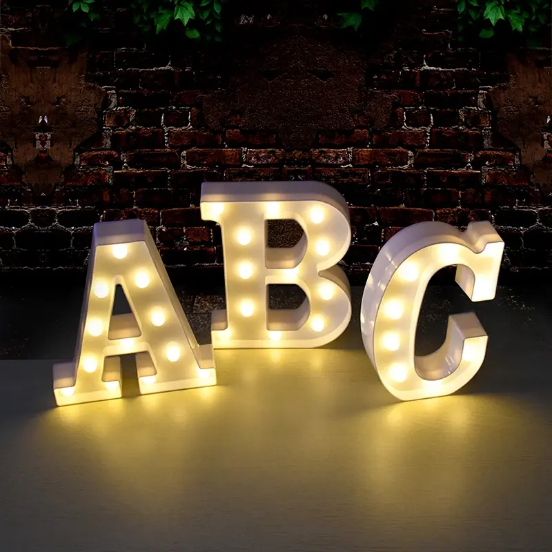 Letras decorativas do alfabeto Luzes LED, Lâmpada numérica luminosa, Luz noturna da bateria, Festa, Decoração do quarto do bebê
