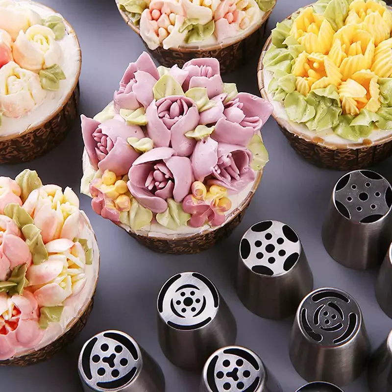 Boquillas de pastelería de rosa de glaseado de tulipán ruso, herramientas de decoración de pasteles, boquilla de manga de flor, puntas de crema para magdalenas, accesorios para hornear