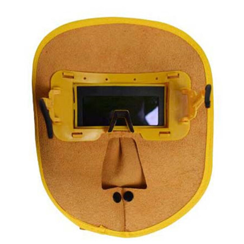 Solar Auto Darkening Welding Cover Cowhide Leather Welder Face Protect Helmet Brown Protector For Electric Gas Welding