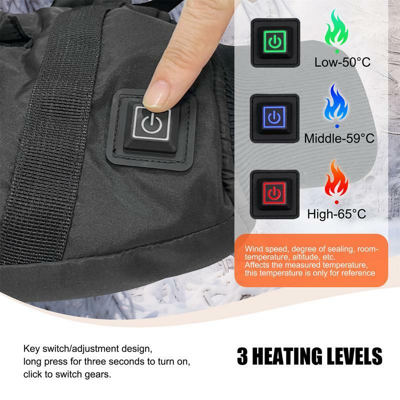 Sarung tangan pemanas tangan, kantung penghangat tangan USB pemanasan cepat panas 3 gigi menyesuaikan musim dingin berkemah luar ruangan