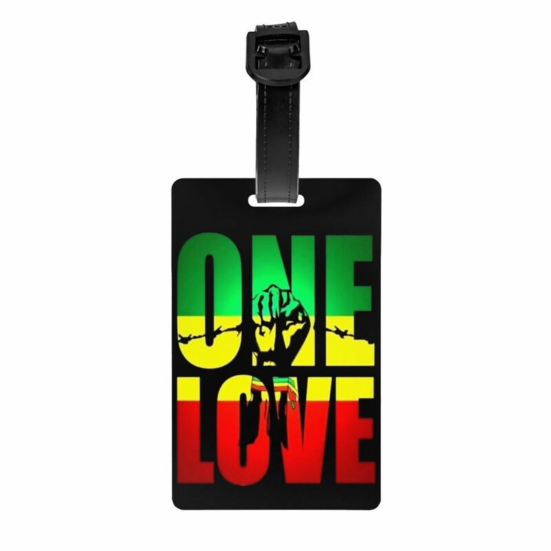 Kustom satu cinta Reggae bendera Jamaika tag bagasi untuk koper perjalanan penutup privasi Label ID