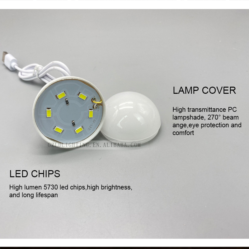 Lámpara de luz LED USB para acampar al aire libre, minibombilla portátil de 5V, 1/2/5 piezas, para lectura de libros, mesa de estudio, tienda de campaña