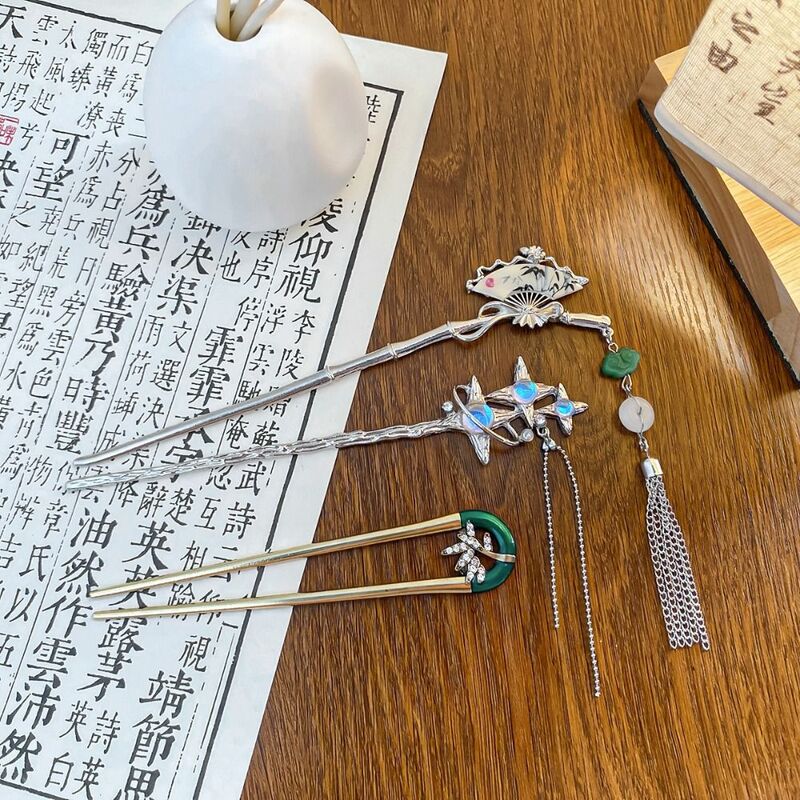 Elegante Metal Tassel Hair Stick Hairpin, estilo chinês Headdress, Star Hair Fork, Styling Acessórios, Moda