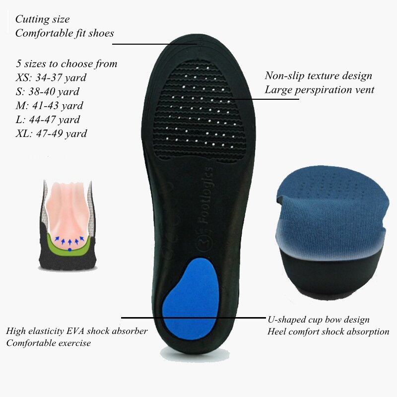 Arch Support Insole for Feet Men Women Orthopedic Insoles for Shoes Comfortable Shock-absorbing Inserts Sport Running Shoe Sole