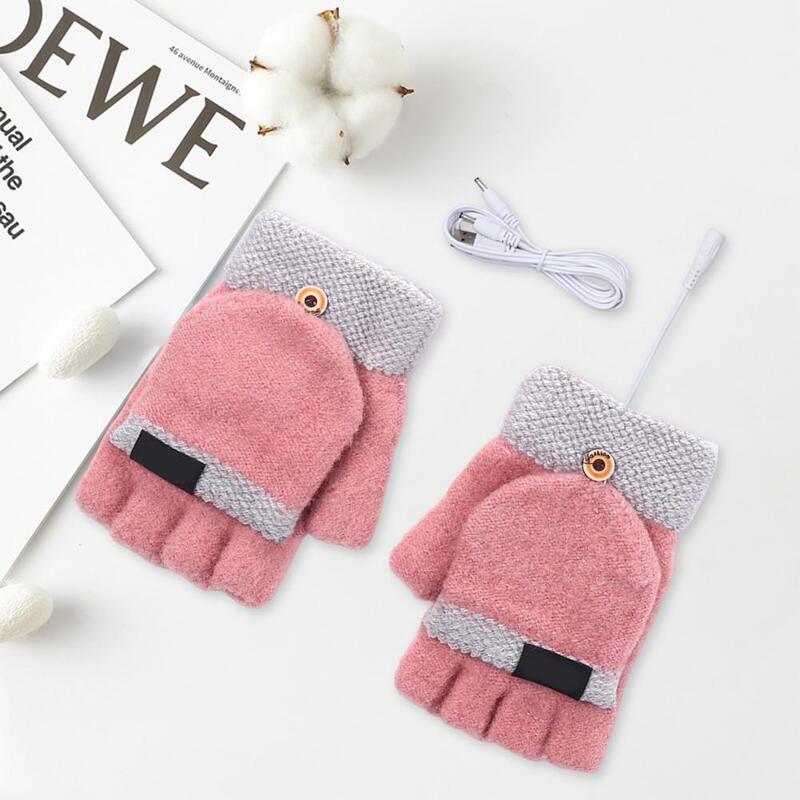 USB Mittens 1 Set Smart Breathable Half-finger  Autumn Winter Electric Mittens Office Accessory