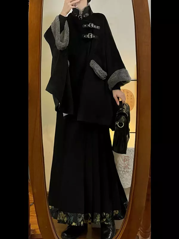 여성 모직 망토, 중국 스타일 망토, 고급스러운 디자인, 가을 겨울 신상