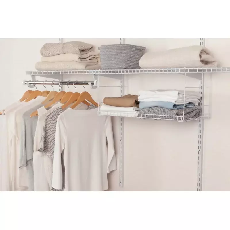 Scaffale in filo metallico sospeso per armadio in gomma, bianco, 24 pollici. Per l'uso in armadi, lavanderia e camere da letto