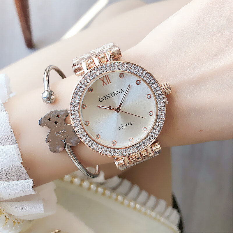 2023 damskie zegarki Geneva słynnej luksusowej marki damski złoty zegarek casual damski zegarek kwarcowy damski zegarek