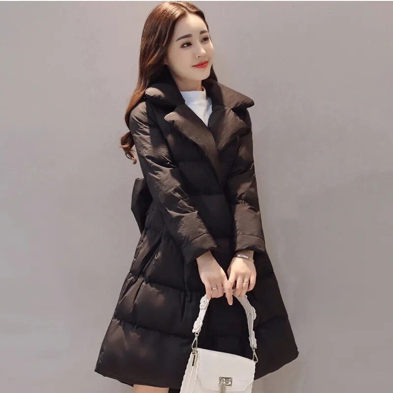 เสื้อคลุมกันหนาวตัวยาวบุขนเป็ดสำหรับผู้หญิงเสื้อคลุมกันหิมะ MODE Korea หนาเสื้อแจ็คเก็ตขนเป็ดสำหรับฤดูหนาวใหม่2023