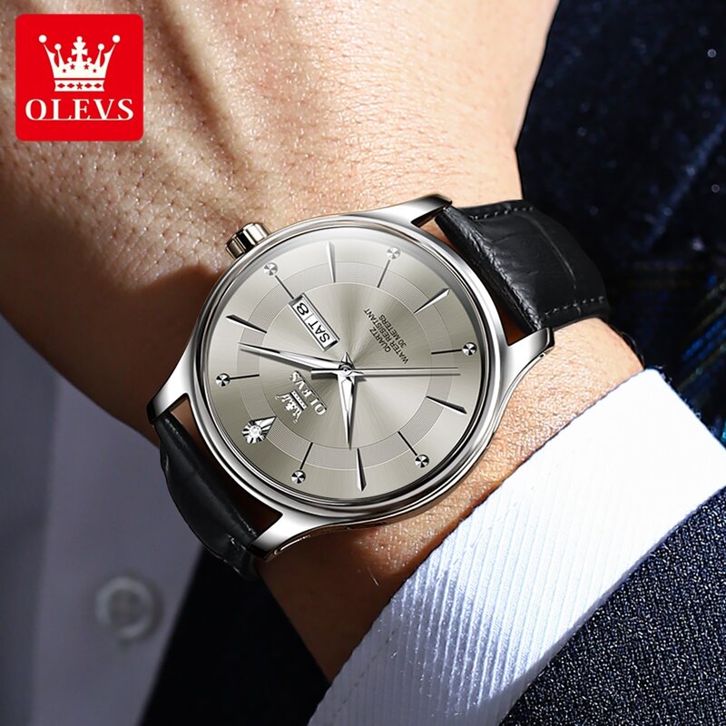 OLEVS 남성용 심플 쿼츠 시계, 방수 야광 자동 날짜 손목시계, 최고급 럭셔리 정품, 새로운 2024