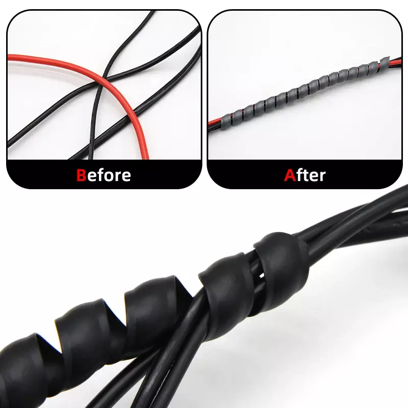 Envoltório espiral flexível enrolamento cabo, protetor do fio, tubo da luva, linha organizador, proteção da tubulação, 2 m, 5 m, 10m, 8mm-40mm