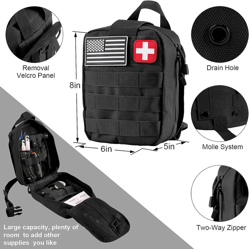 Kit de Primeiros Socorros Militar, Conjunto Completo, Molle Outdoor Gear, Kits De Emergência, Camping, Caminhadas, Aventuras, Trauma Bag