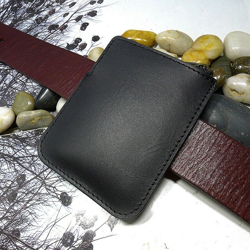 Blongk Zippered Ultra Thin Belt Pack Genuine Leather Small Waist Bag Card & ID Holder Mini Wallet Pouch Men  Women LD-K