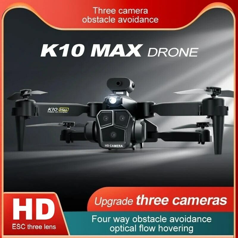 Neue k10 max rc drohne 8k profession elle dreifach kamera optischer fluss hindernis vermeidung gesten fotografie faltbares quadcopter spielzeug
