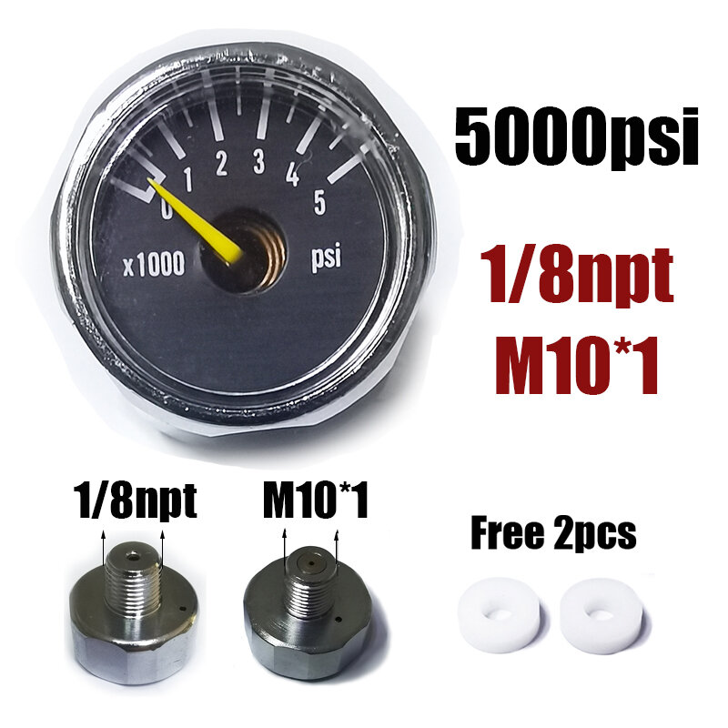 Manometr Manometre 25mm 1 cal wysokociśnieniowy zawór pompy ręcznej akcesoria Regulator nurkowanie wspinaczka górska M10 * 1 1/8npt