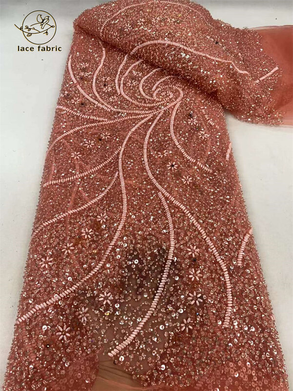 Latest French 3D Beaded Tulle Lace Fabric 2024 High Quality Lace African Groom Lace Fabrics Sequins For Evening Party Dresses