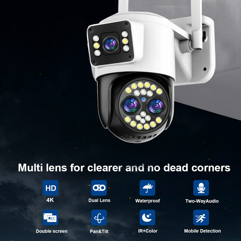 Linook-cámara CCTV de 12MP, videocámara inalámbrica con WiFi, 12MP, inclinación panorámica, impermeable, para exteriores, YOOSEE APP