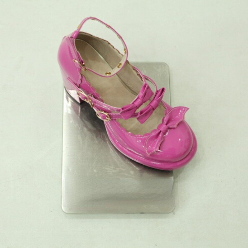 Bowknot 8cm Thick Heel Mary Jane Sandals Rivet Cute Princess High Heels Leather Shoes 2024 Metal Lolita Single Shoes 33-43 Pumps