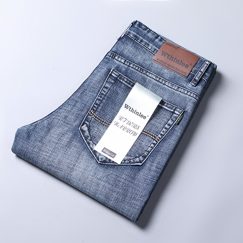 Zakelijke Heren Jeans Casual Straight Stretch Mode Klassieke Blauwe Werk Denim Broek Mannen Wthinlee Merk Kleding Maat 28-40