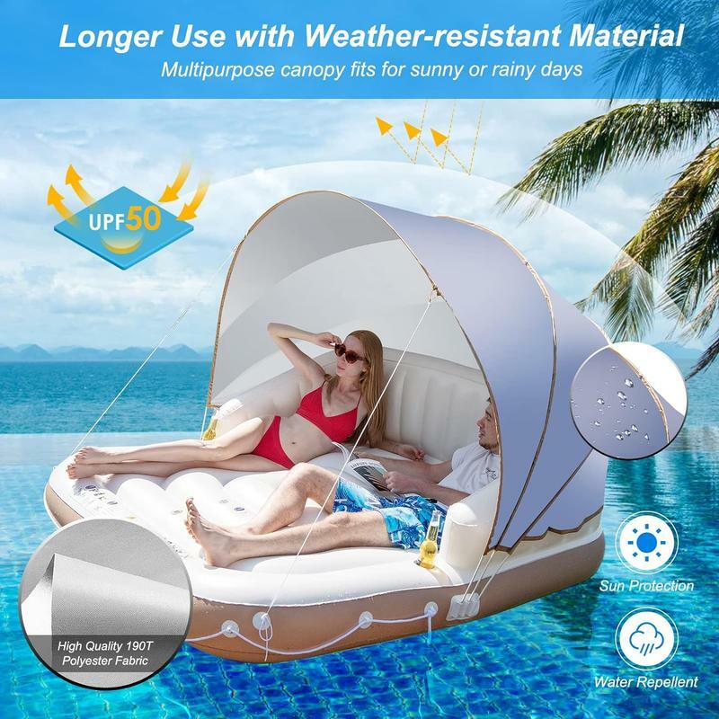 Costzon Lounge Swimming Rable Sunshade, Inflatpy wders Backrest Armrest for Pool Lake River, Enjoy Cool Shade in Hot Days