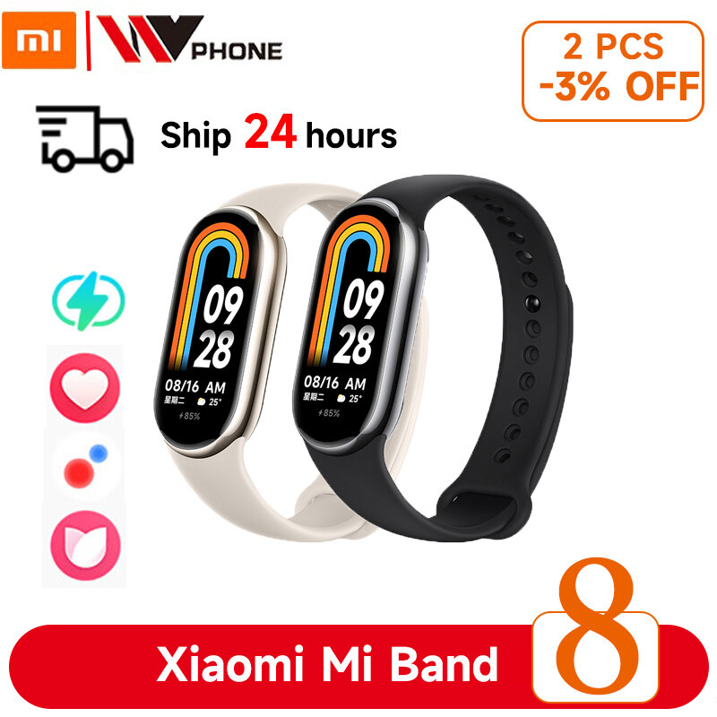 Xiaomi Band 8 Bluts auer stoff 1.62 ''amoled Bildschirm Smart bracelet 7 Farbe lange Akkulaufzeit 150 Sport modi mi Band 8