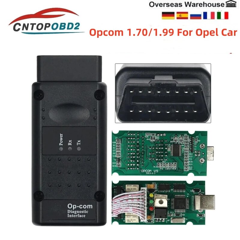 OPCOM-herramienta de diagnóstico de coche, escáner OBD2, V1.70, V1.99, OBD2, CAN-BUS, con PIC18F45K80 FTDI, el más barato