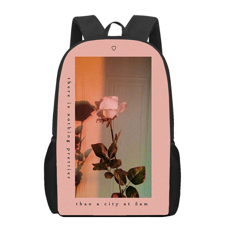Flowers Floral Rose Plant Peony 3D Printed Book Bag Men Backpack For Teen Boys Kindergarten Children Large Capacity Backpack