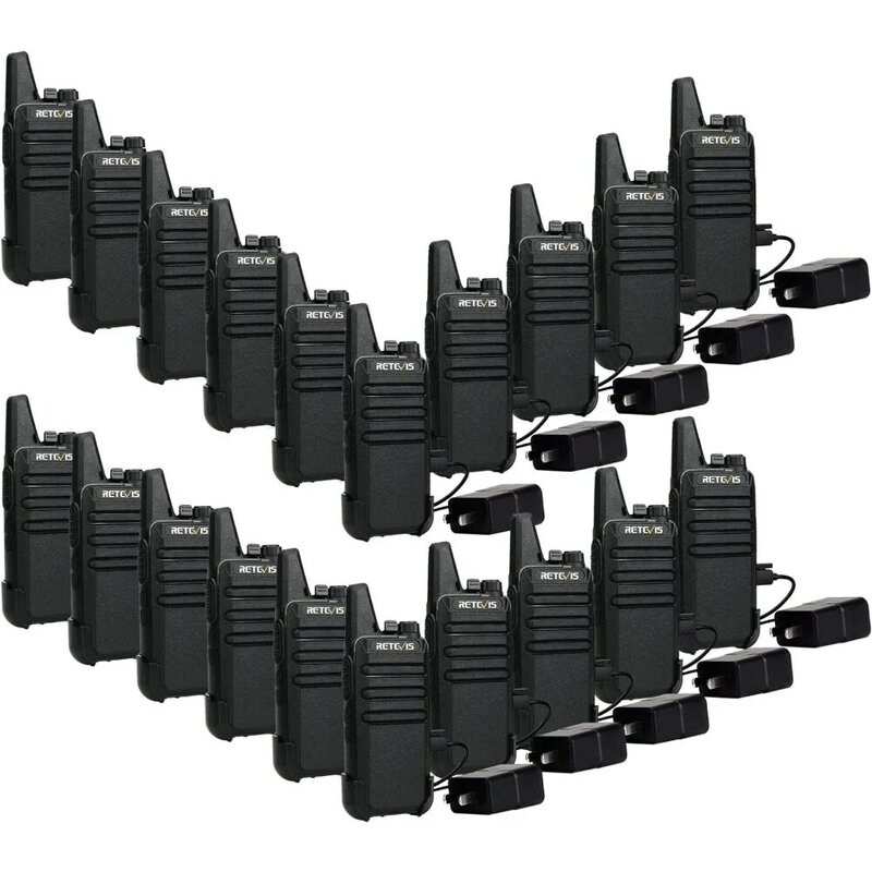 Retevis rt22 walkie talkies mini, wiederauf lad bares Funkgerät mit großer Reichweite, 2-Wege-Radio klein, tragbar vox, (20er Pack, schwarz)