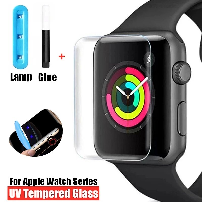 UV Tempered Glass for Apple Watch 8 7 45MM 41MM 6 5 9 SE 40MM 44MM Screen Protector for IWatch 3 2 1 38MM 42MM Protective Glass