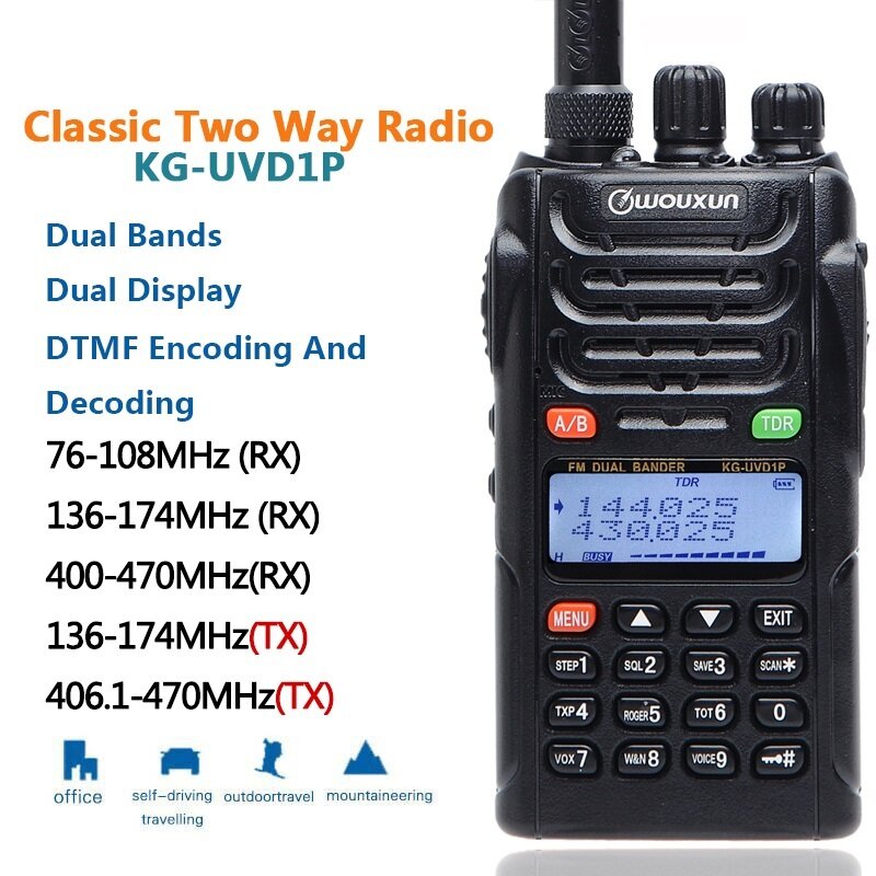 Transceptor FM portátil VOX KGUVD1P, Walkie Talk, radio de doble banda, batería de 1700mAh, mejor KG-UVD1P