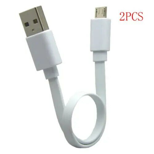 2 Stuks 20Cm Korte Micro Usb Charger Cable Cords Draagbare Power Bank Platte Kabel Voor Android Telefoon Alleen Lading