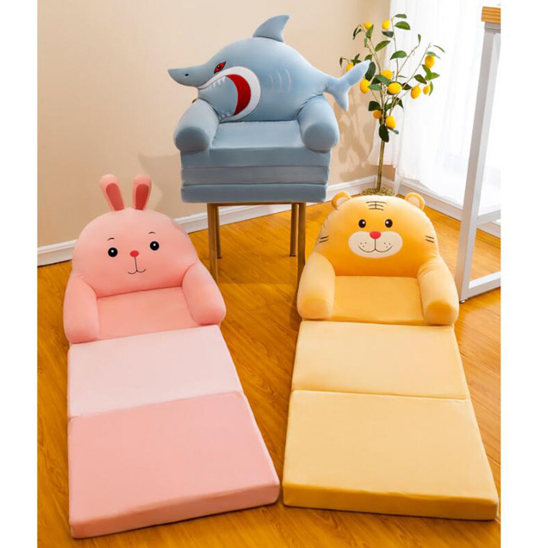 การ์ตูนน่ารักโซฟาสำหรับเด็กฝาครอบพับได้ Breathable ล้างทำความสะอาดได้ที่นอนเก้าอี้ Slipcover สำหรับห้องรับแขกห้องนอนบ้าน