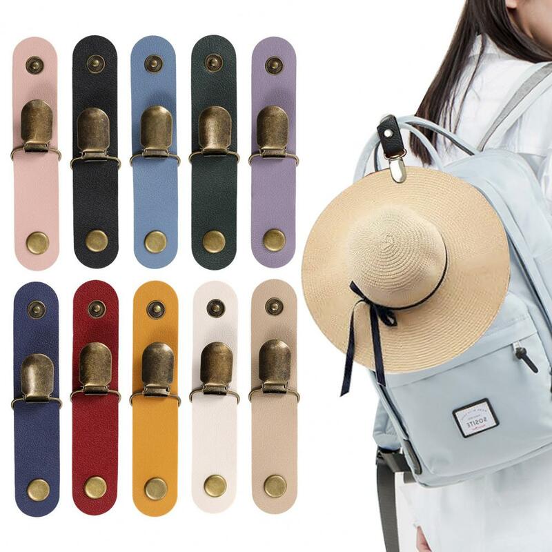 1Pc/4Pcs Faux Leather Hat Clip Outdoor Cap Clip Hiking Camping Sun Hat Clamp Travel Hat Holder On Backpacks Purses