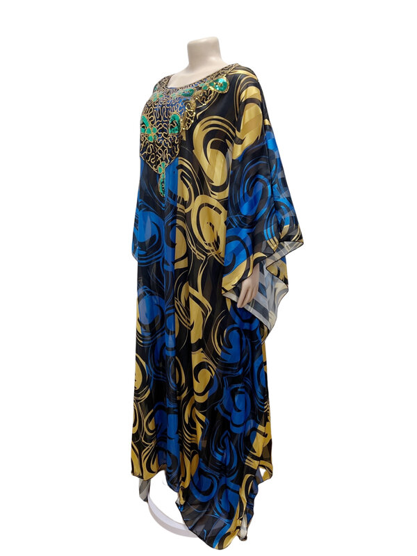 2023 중동 이슬람 비즈 스팽글 프린트 롱 로브, 아프리카 여성 드레스, 003 #, 신제품