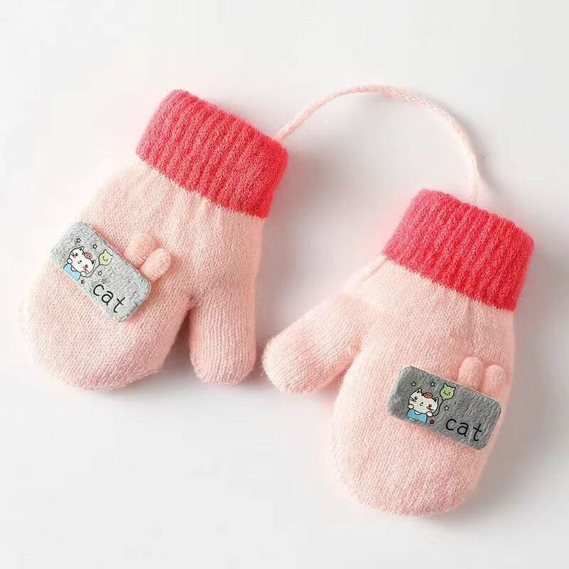 Guanti caldi per bambini nuovi guanti per bambini con dita intere addensati 1-3 anni guanti lavorati a maglia guanti invernali lavorati a maglia guanti per cartoni animati 1-3 anni