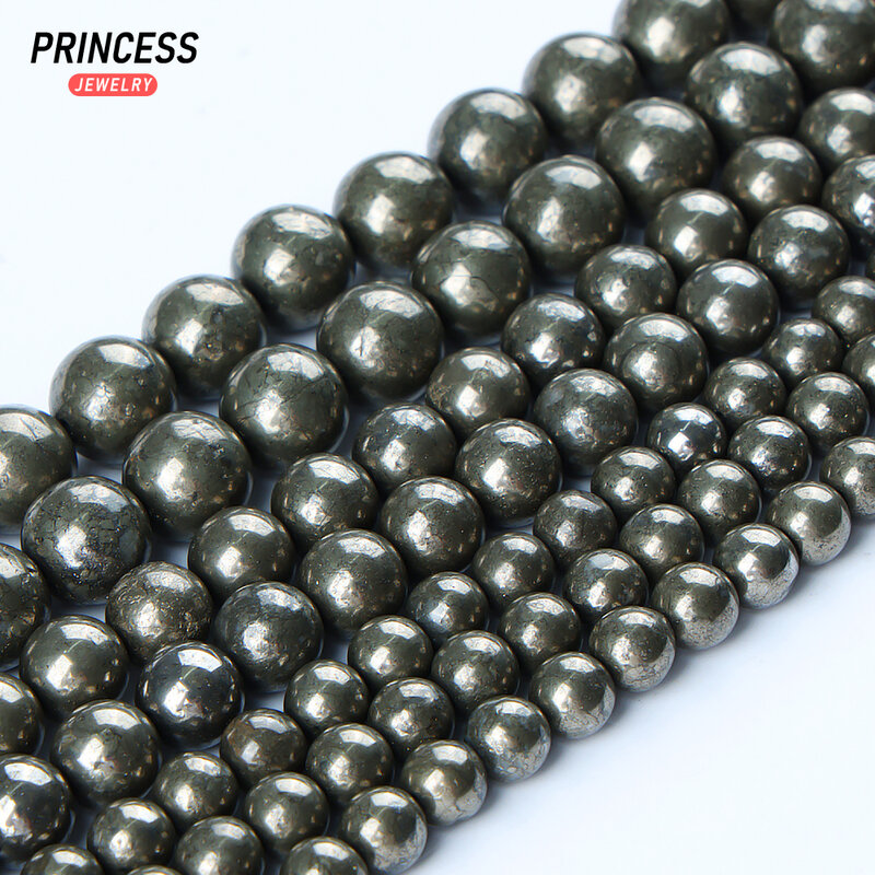 A+ Natural Pyrite Iron Ore Beads for Jewelry Making Bracelet Necklace Needlework DIY Accessories Energy Healing Beads 6 8 10mm